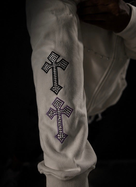TooShadha zip-up hoodie (purple and black) silk in hood