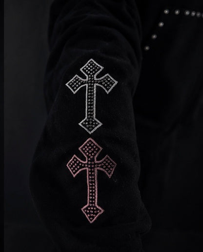 TooShadha original zip-up hoodie (pink an black) silk in hood